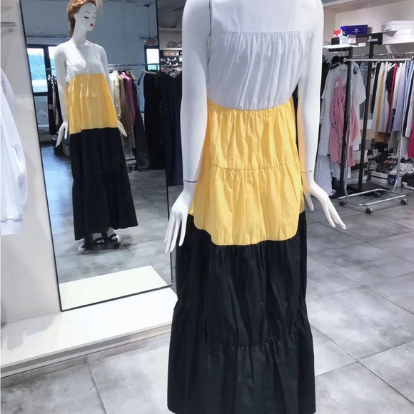 US 2 PLAN C Poplin Colorblock Maxi Dress NWT - Picture 7 of 10